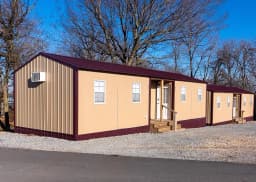 Blue Duplex D Cabins Entrance